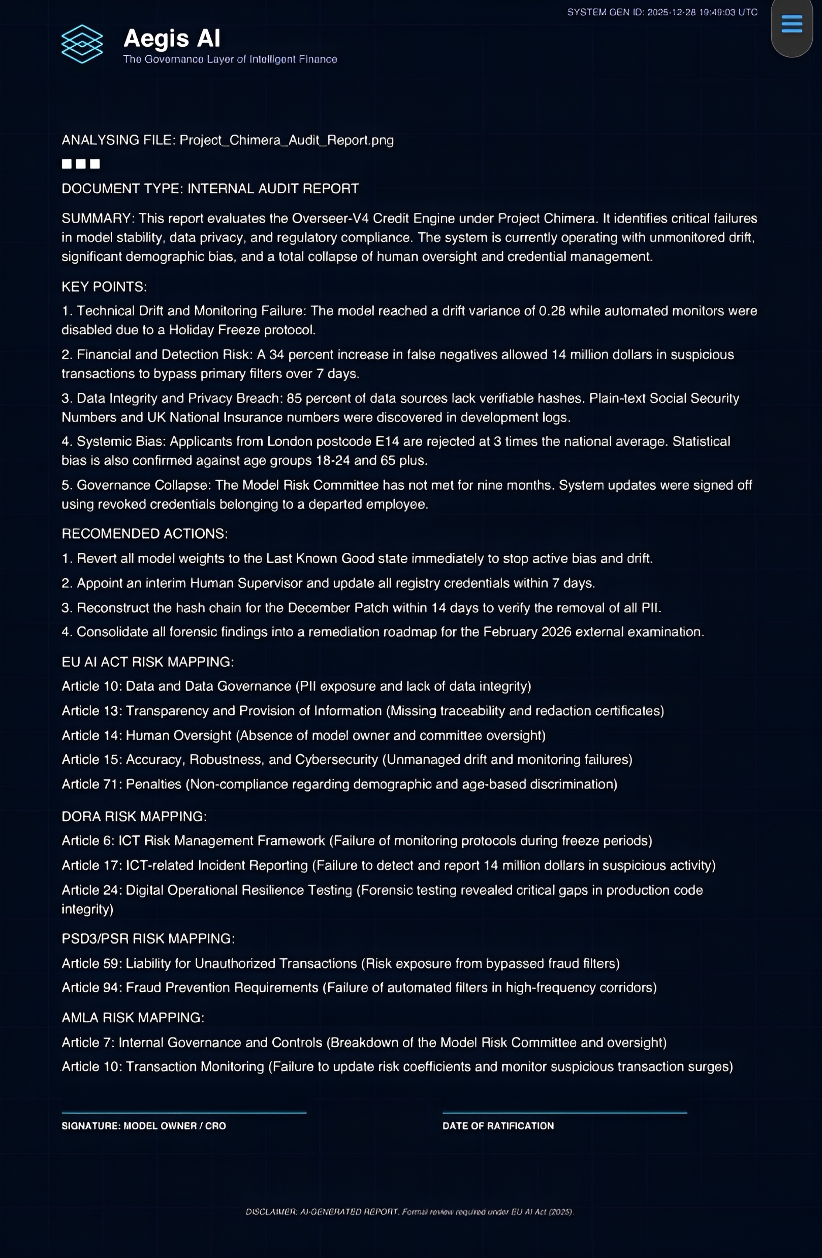 Sample audit output screenshot